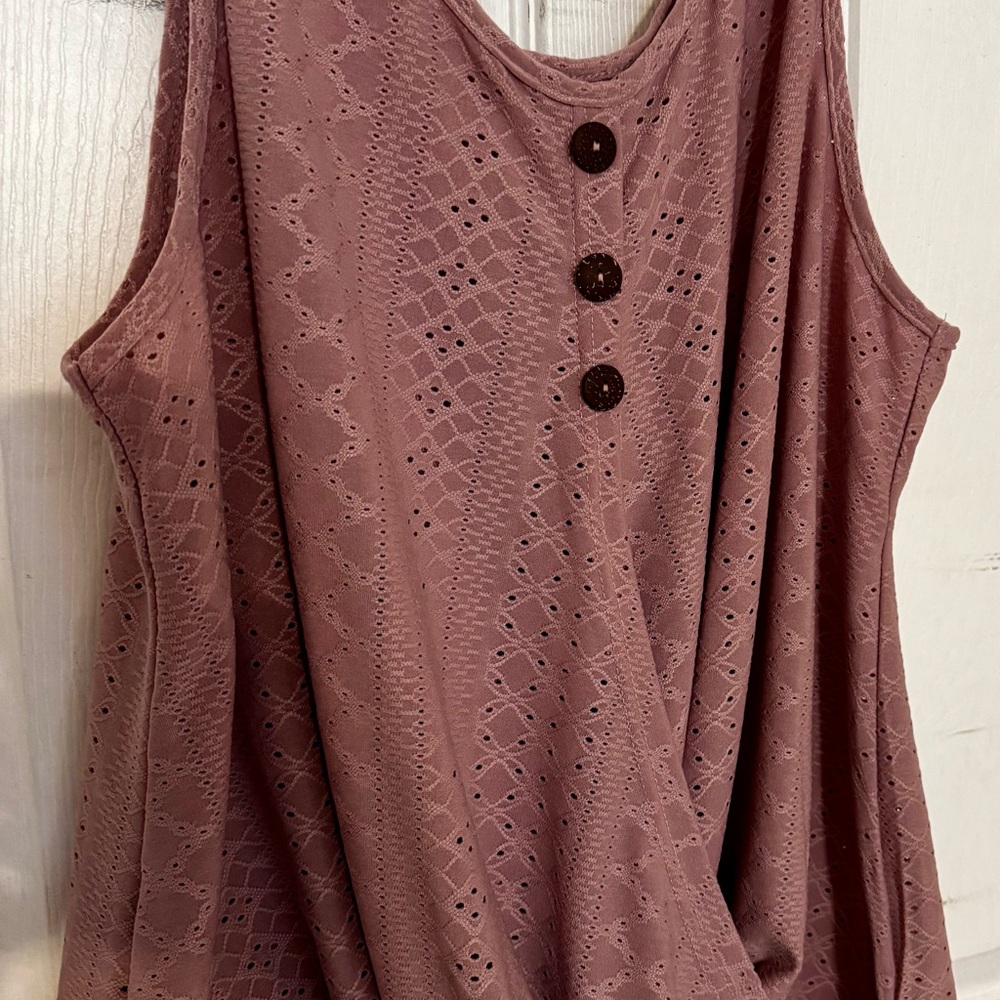 Pink and Purple Sleeveless Buttoned Tank Top
